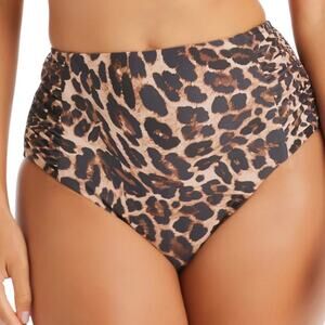 Bar III Womens Cheetah Print High Waist Full Coverage Swim Bottoms Brown Size XL
